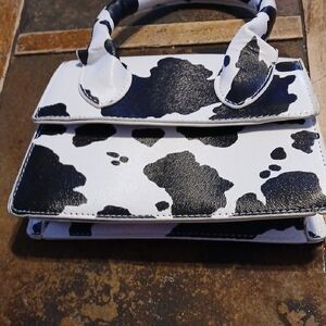 SHEIN Black and White Cow Print Mini Bag